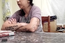 He stops working on the computer because wants a complying food of dick ADR0116