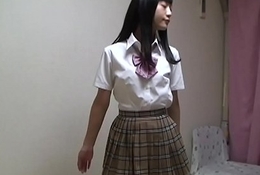 Japanese schoolgirl stripping completely nude